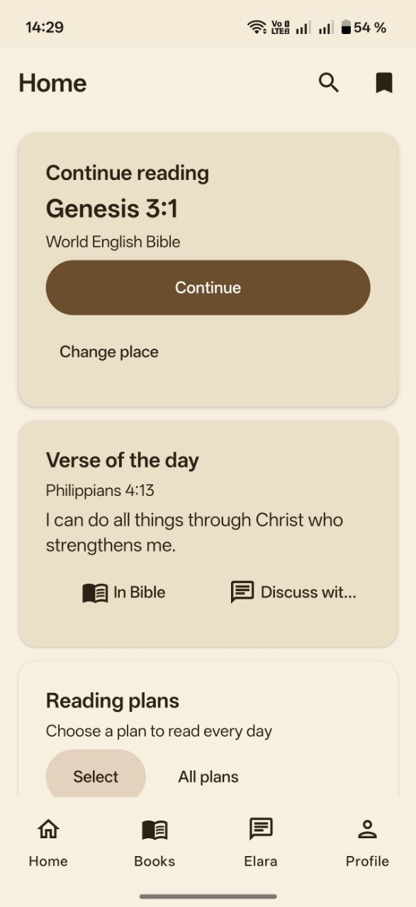 Bible with Levi home screen